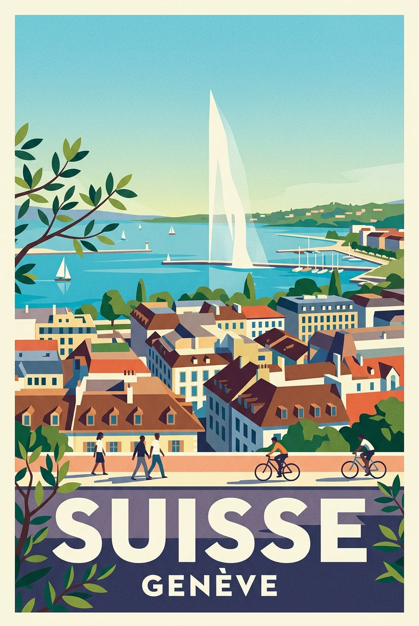 Affiche de Genève, poster Jet d'eau | Afich