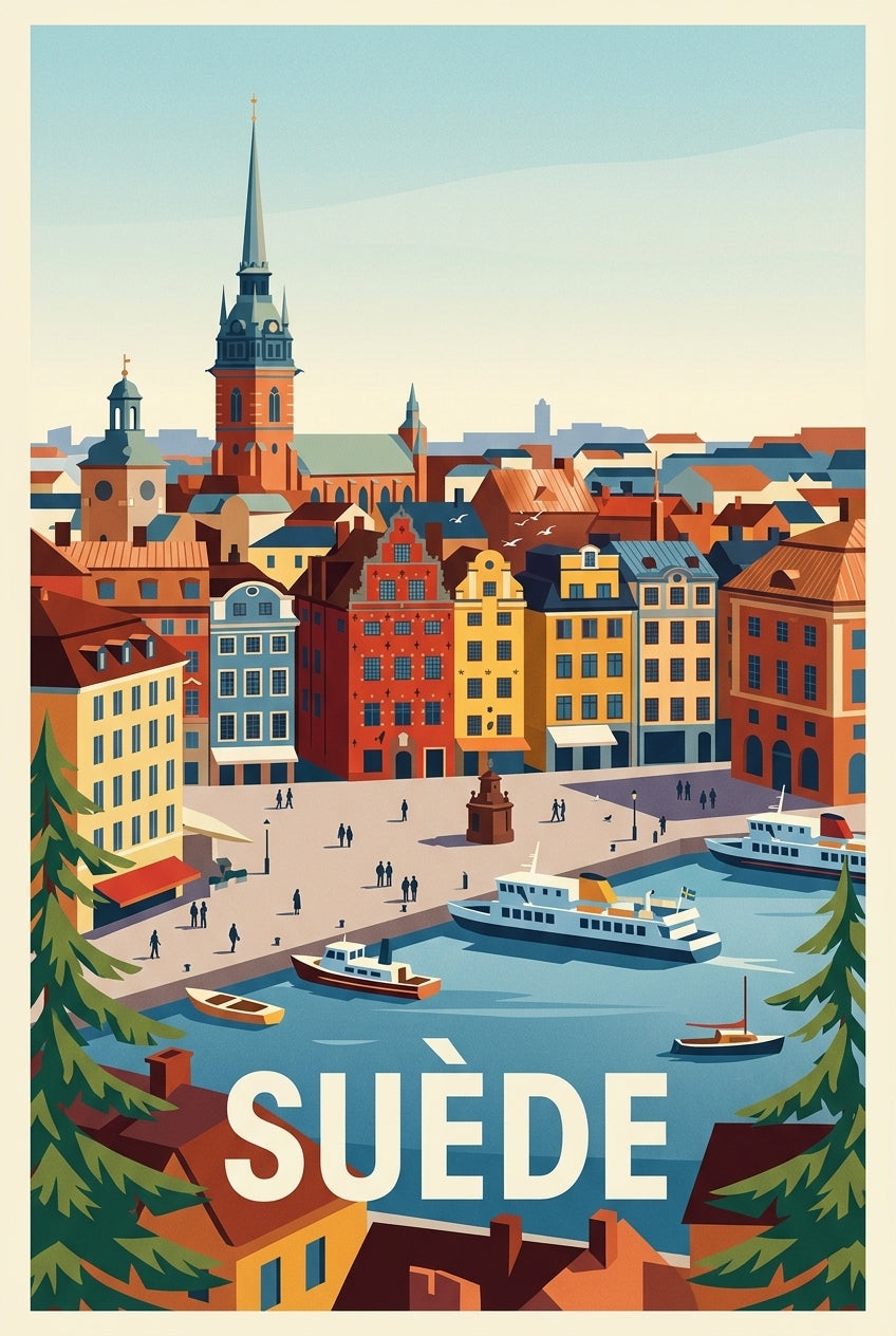 Affiche de Suède, Stockholm vintage | Afich