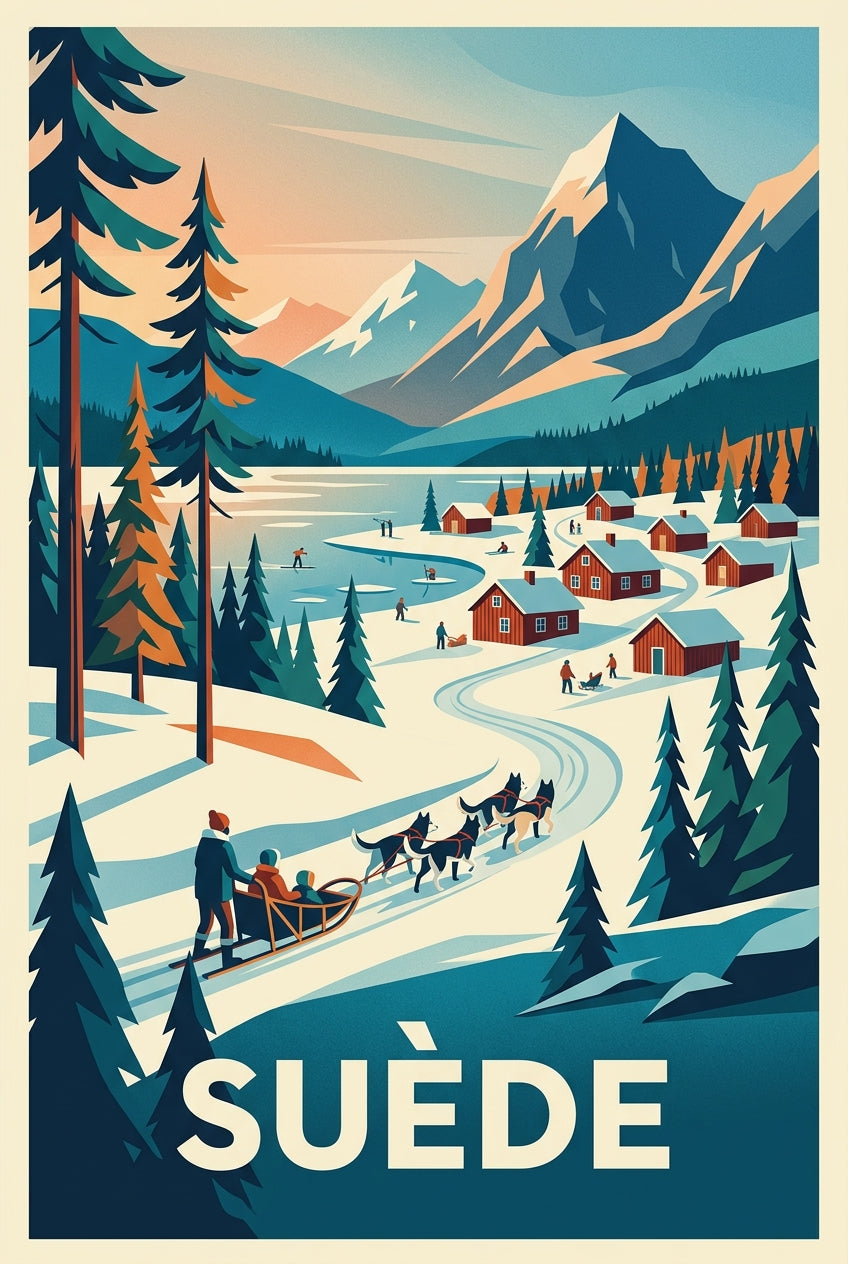 Affiche de Suède, poster paysage hivernal | Afich