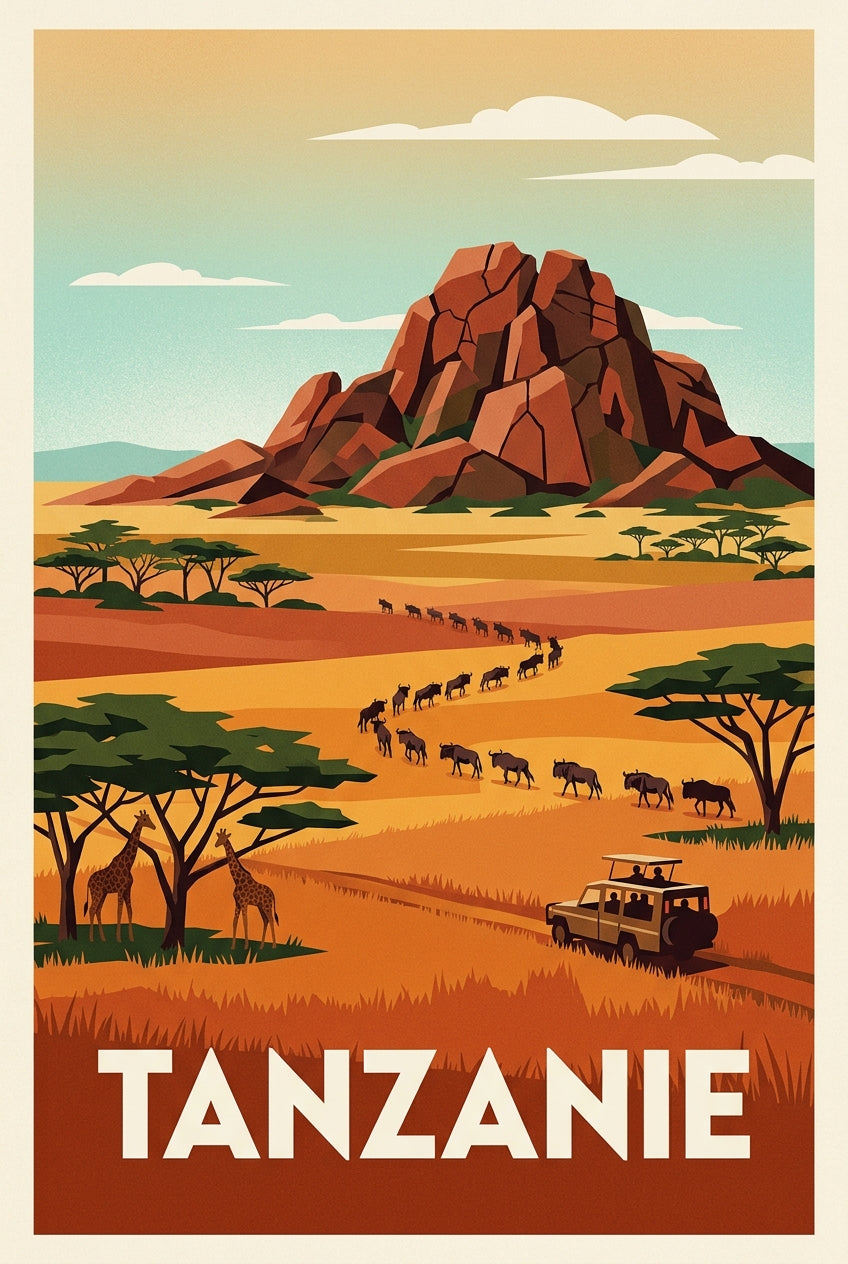 Affiche de Tanzanie, poster savane sauvage | Afich