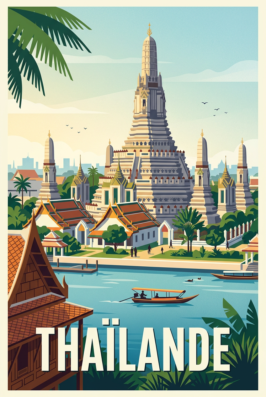 Affiche de Thaïlande, temple Wat Arun | Afich