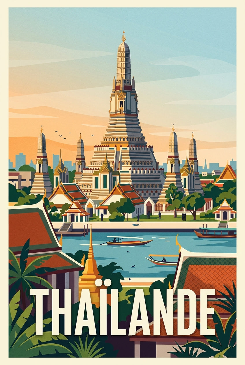 Affiche de Thaïlande, temple Wat Arun | Afich