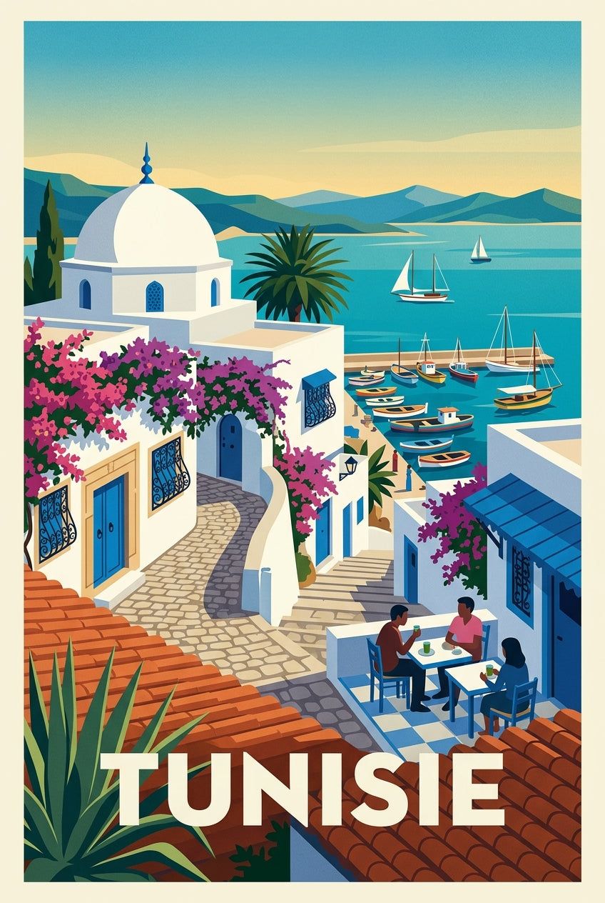 Affiche de la Tunisie, village de Sidi Bou Saïd | Afich