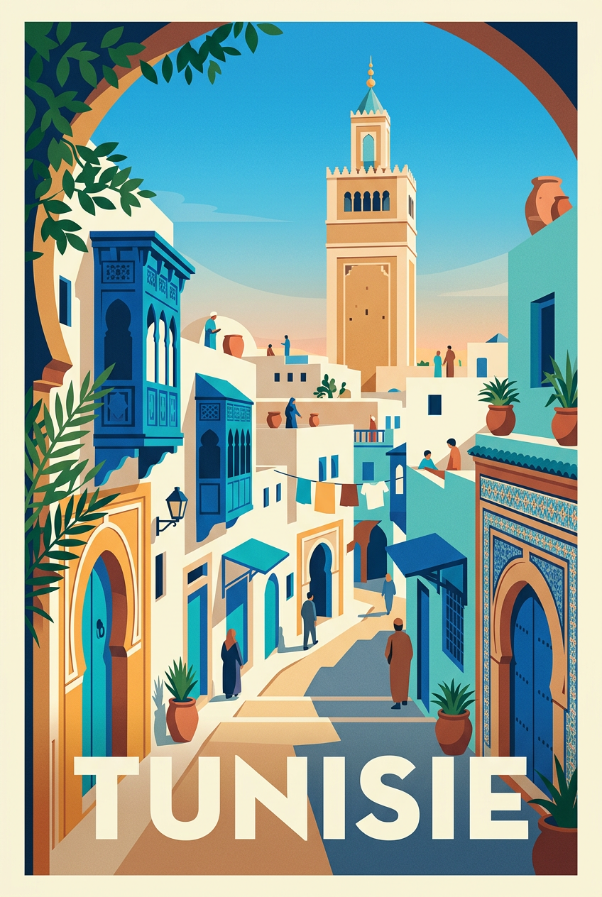 Affiche de Tunisie, poster ville orientale | Afich