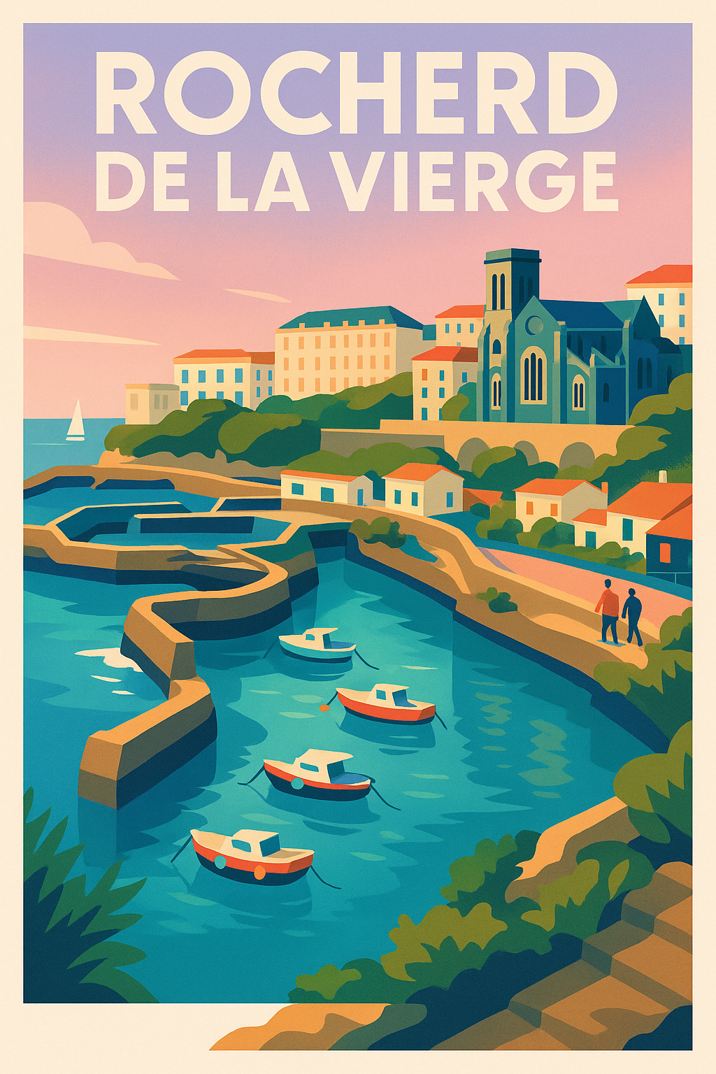 Affiche de Rocher de la Vierge - L'élégance intemporelle de la côte basque