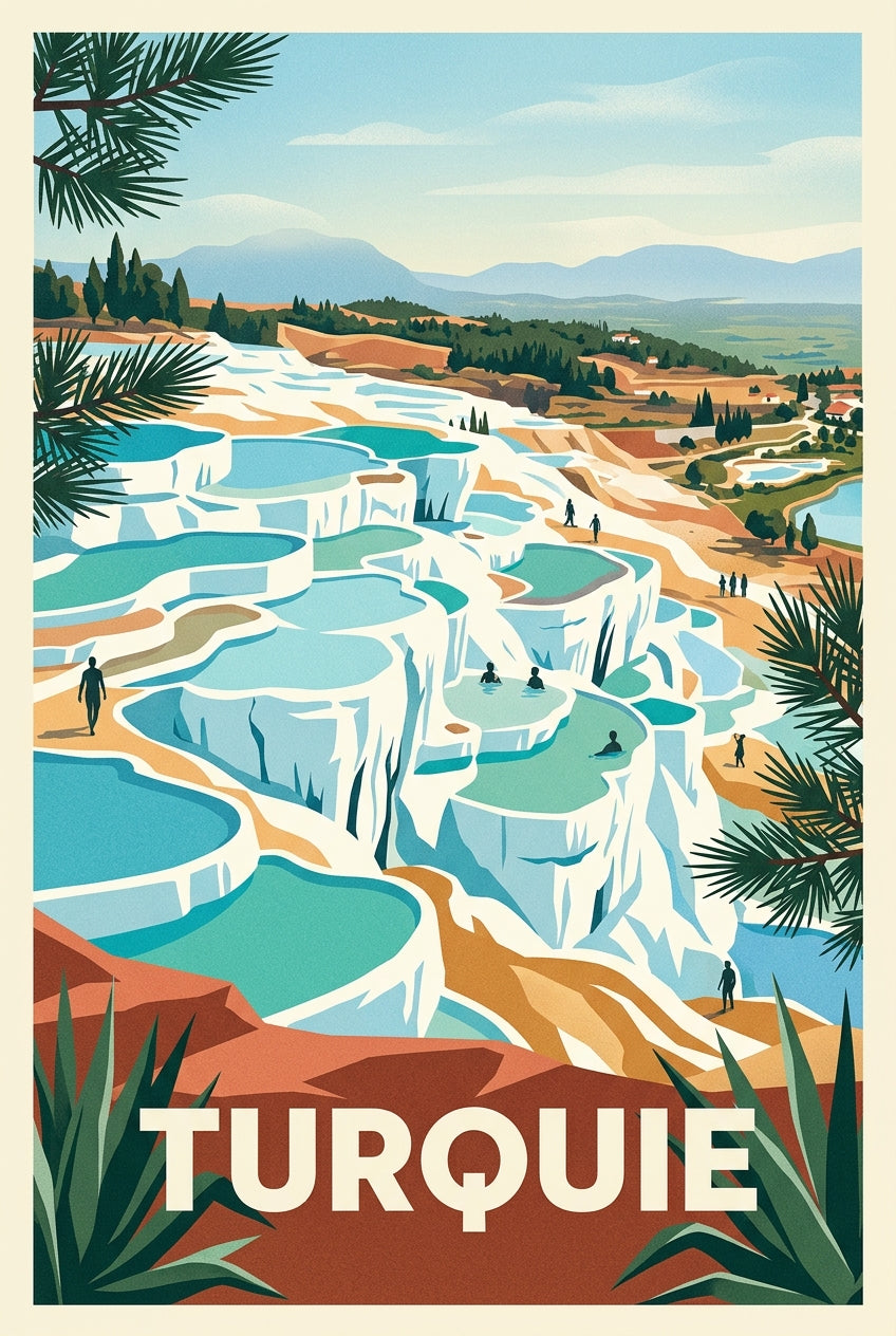 Affiche de Turquie, terrasses de Pamukkale | Afich