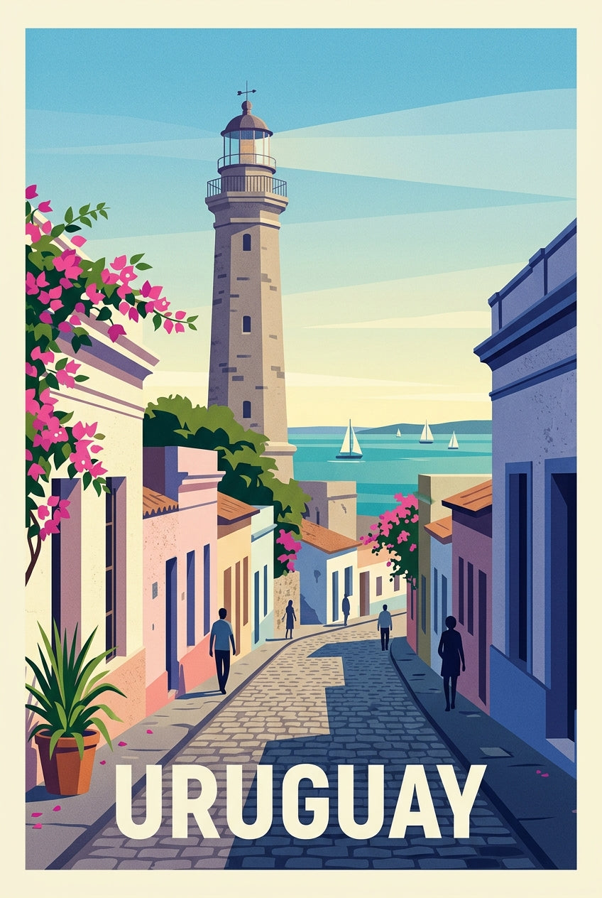 Affiche d'Uruguay, phare de Colonia del Sacramento