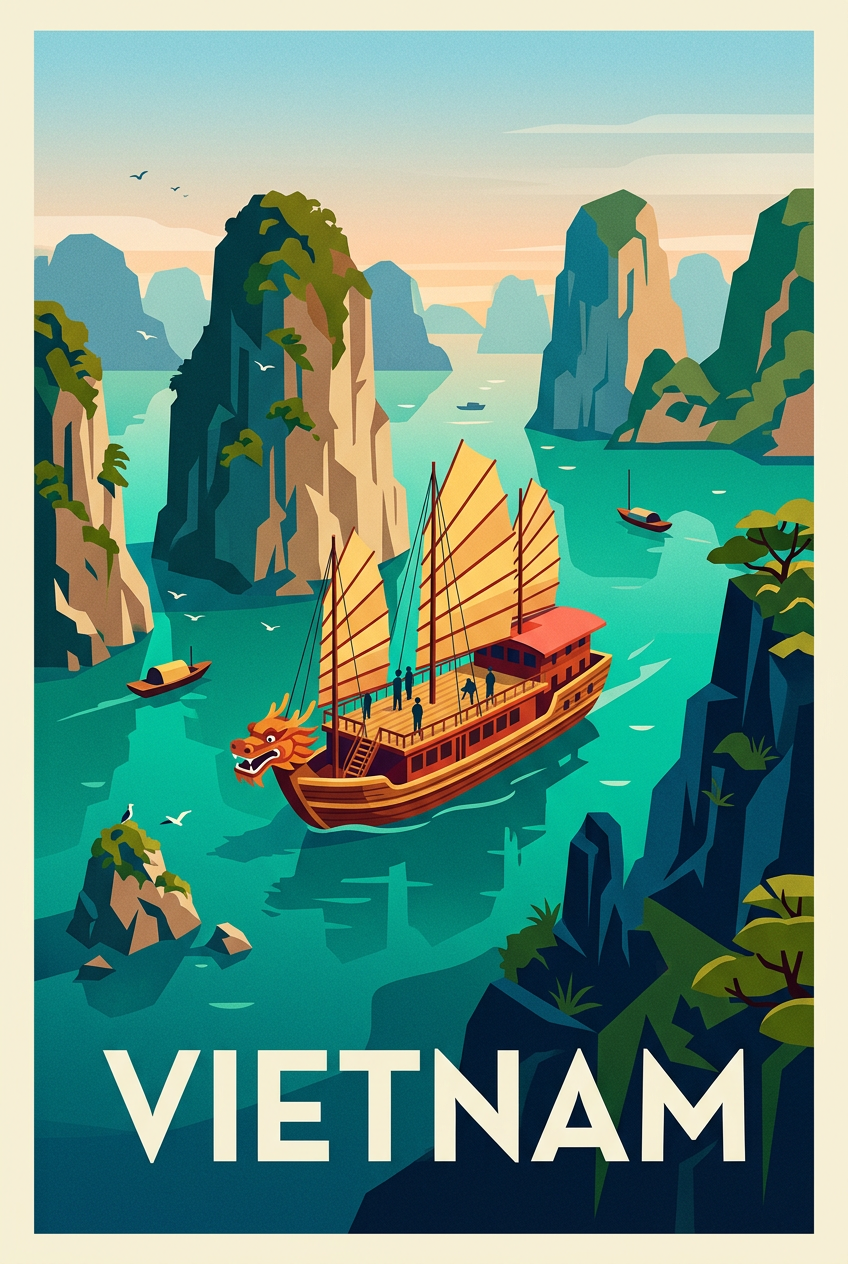 Affiche du Vietnam, Baie d'Halong poster | Afich