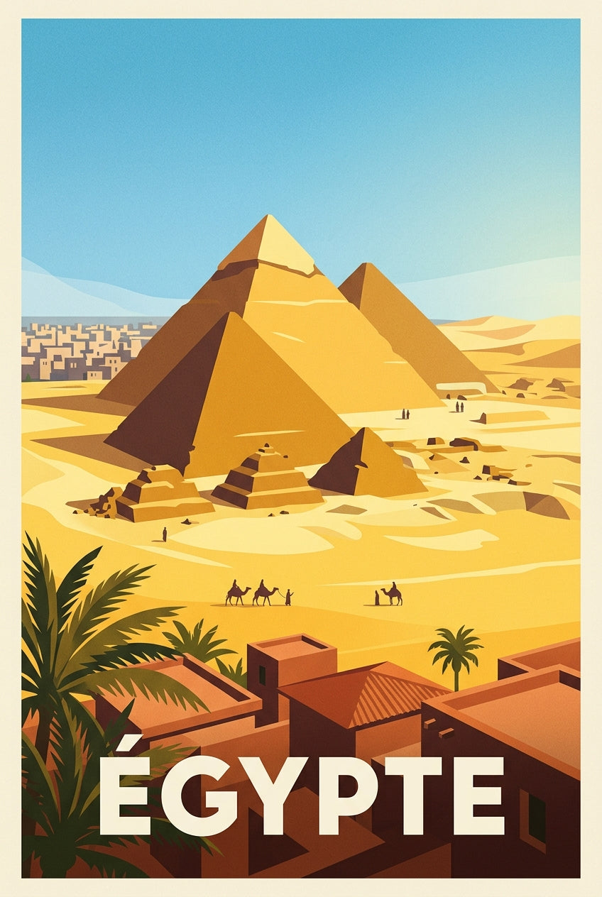 Affiche d'Égypte, pyramides de Gizeh | Afich