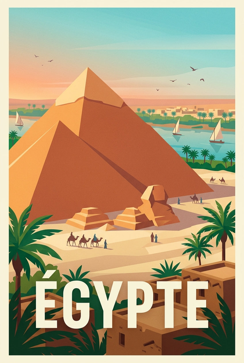 Affiche d'Égypte, Pyramides et Sphinx | Afich