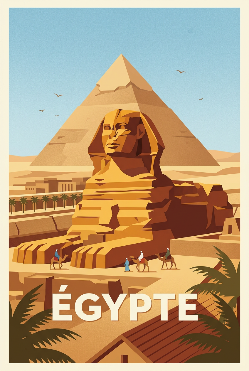 Affiche d'Égypte, poster Sphinx de Gizeh | Afich