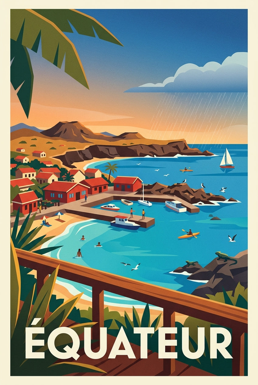 Poster d'Équateur, les Galápagos et iguanes | Afich