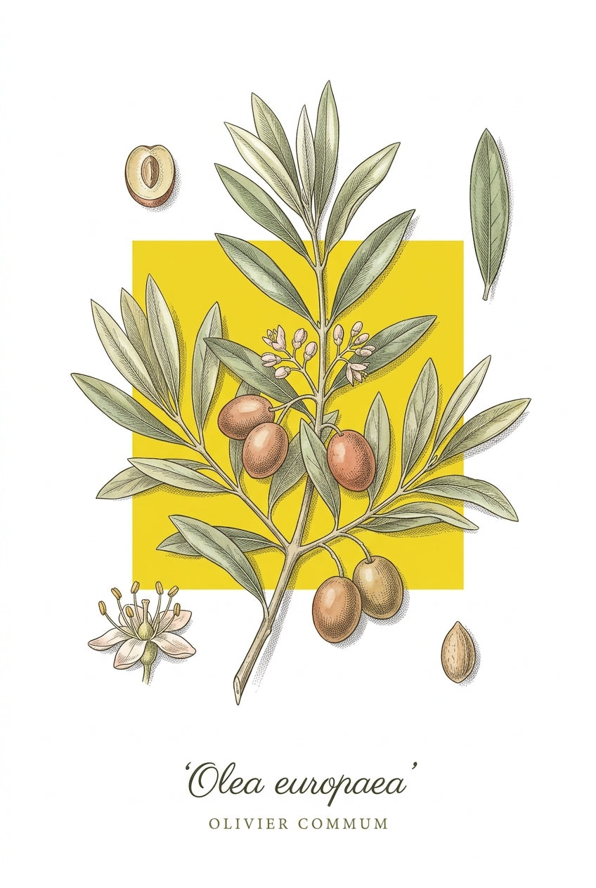 Affiche de l'Olivier Européen, style botanique | Afich
