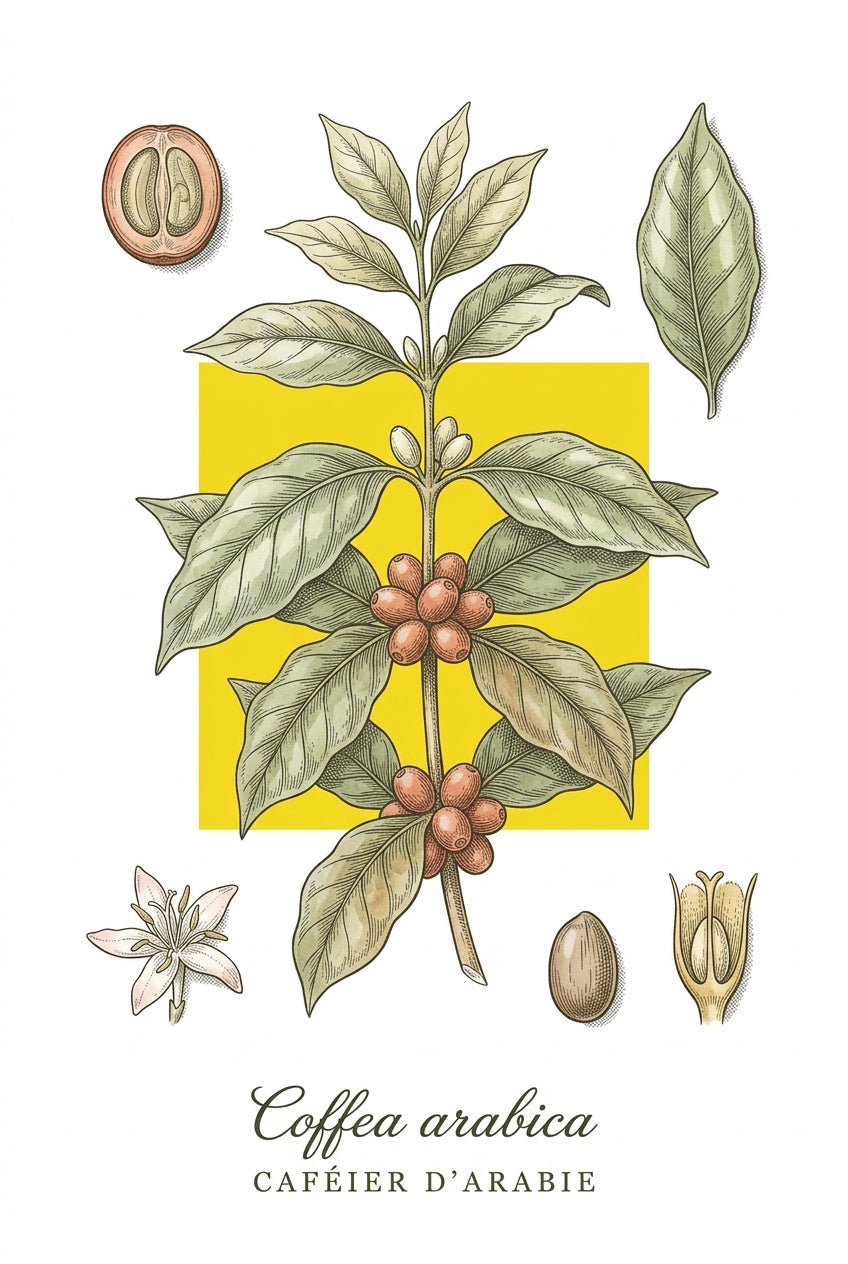 Poster du Caféier d'Arabie, plante aromatique | Afich