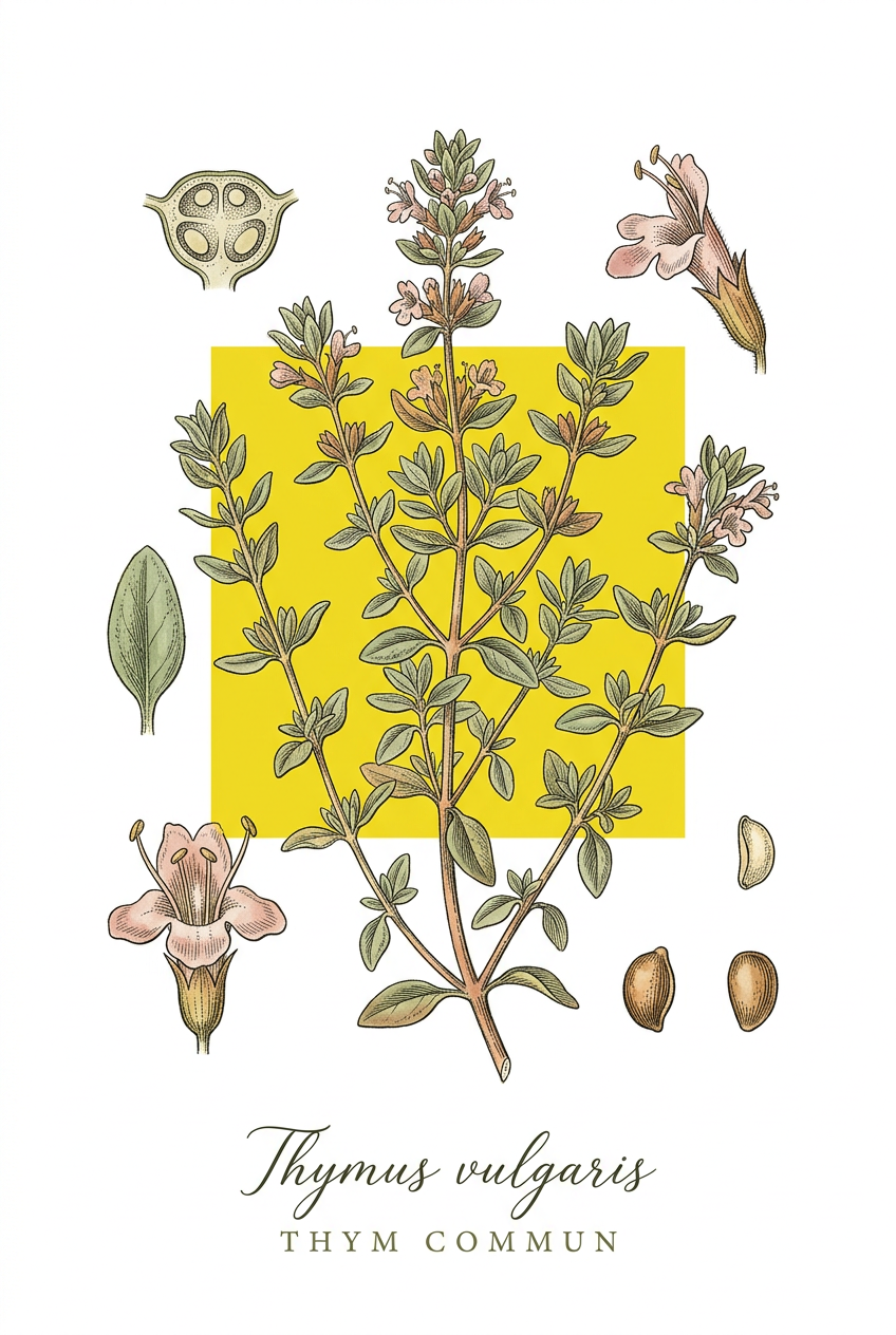 Affiche de Thym Commun, poster botanique | Afich