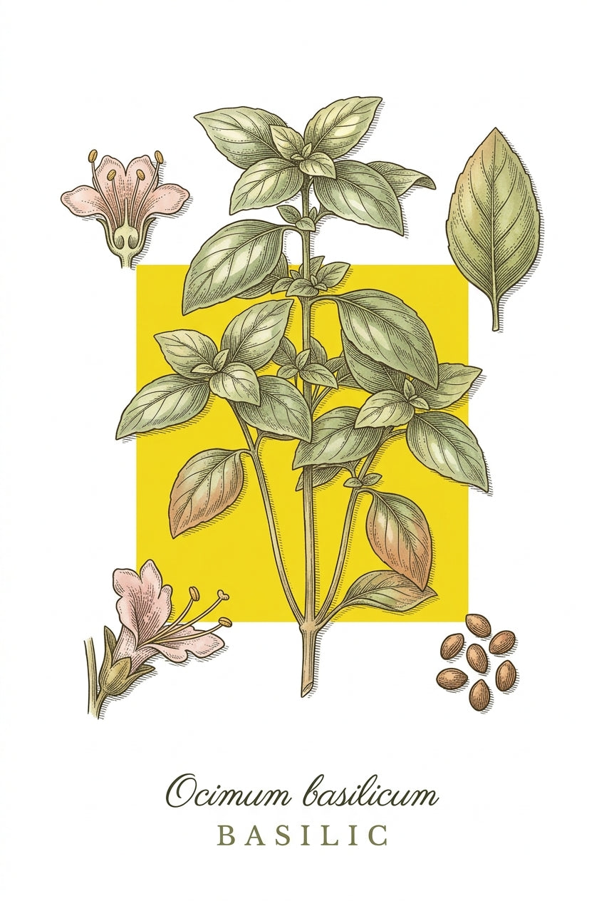 Affiche de basilic, poster Ocimum basilicum