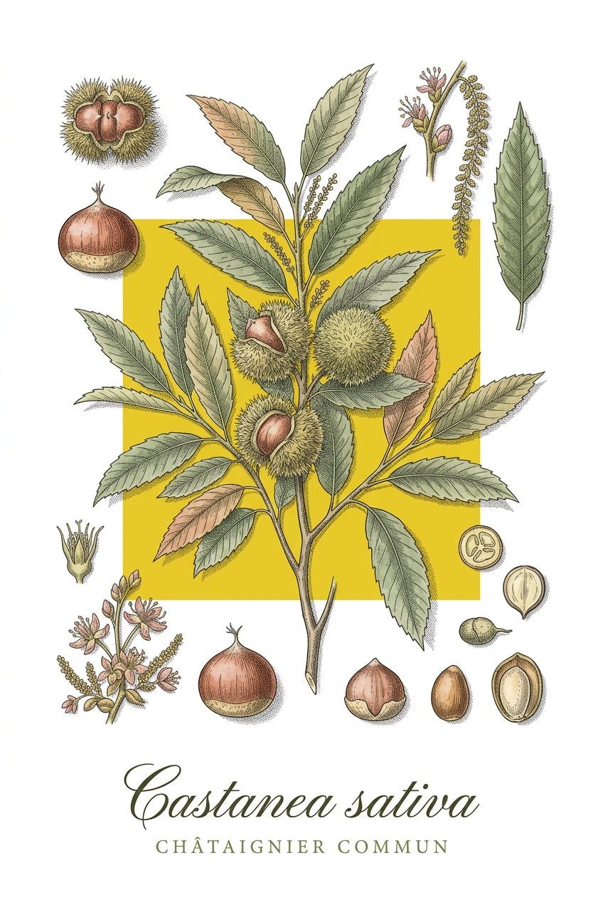 Affiche de Châtaignier, poster Castanea sativa