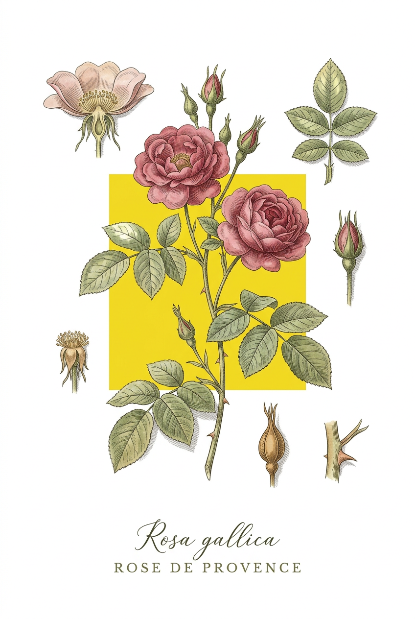 Affiche Rose de France, poster botanique | Afich