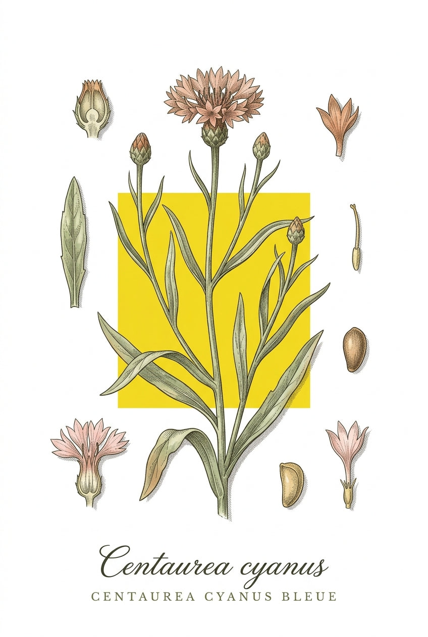 Affiche Centaurea cyanus, style botanique | Afich