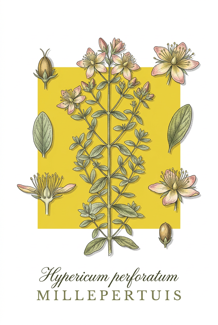 Affiche de millepertuis, poster plante aromatique | Afich