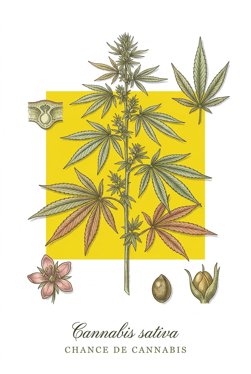 Affiche de Cannabis sativa, style botanique | Afich