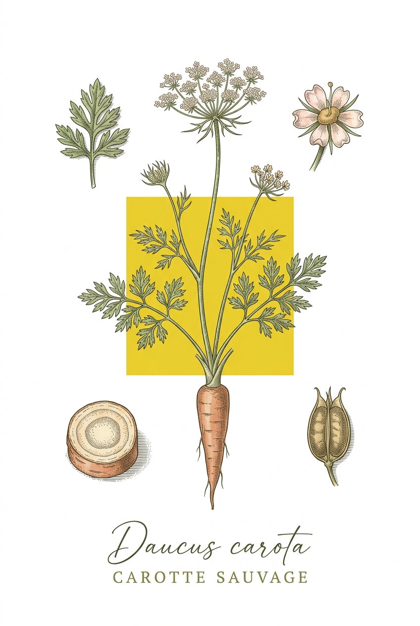 Affiche de Carotte Sauvage, planche botanique | Afich