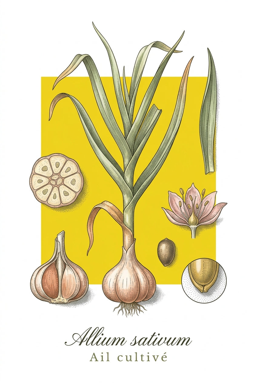 Affiche d'Ail cultivé, planche botanique | Afich