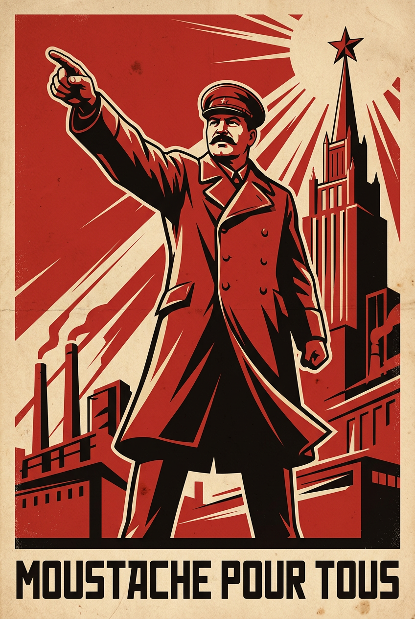 Poster Moustache pour tous, décor vintage | Afich