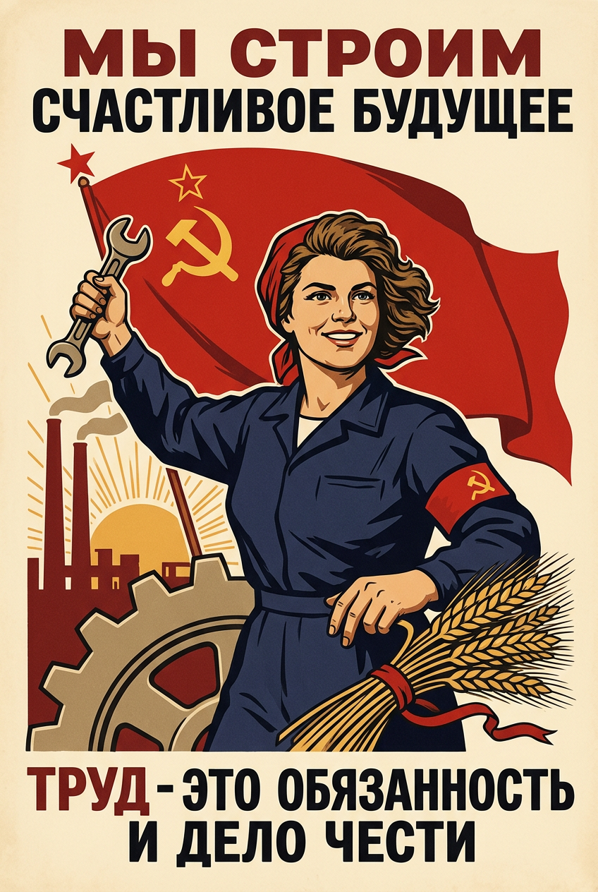 Affiche de propagande soviétique, poster ouvrière | Afich
