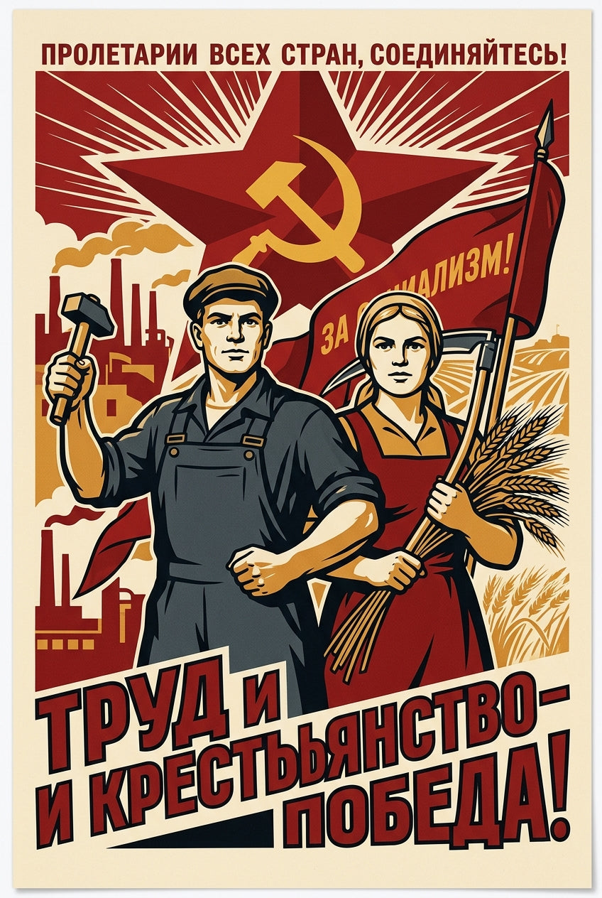 Affiche de Propagande, poster faucille et marteau