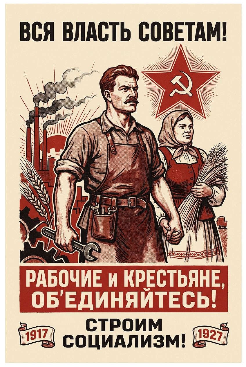 Poster de propagande soviétique, ouvrier et paysanne | Afich