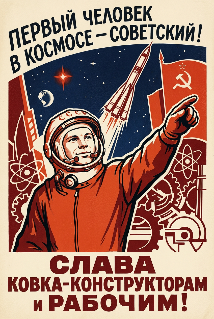 Poster de propagande soviétique, Youri Gagarine | Afich