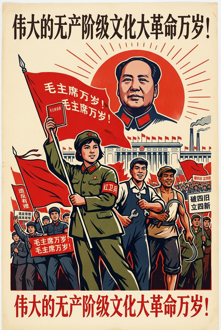 Affiche de propagande Mao Zedong, Révolution culturelle