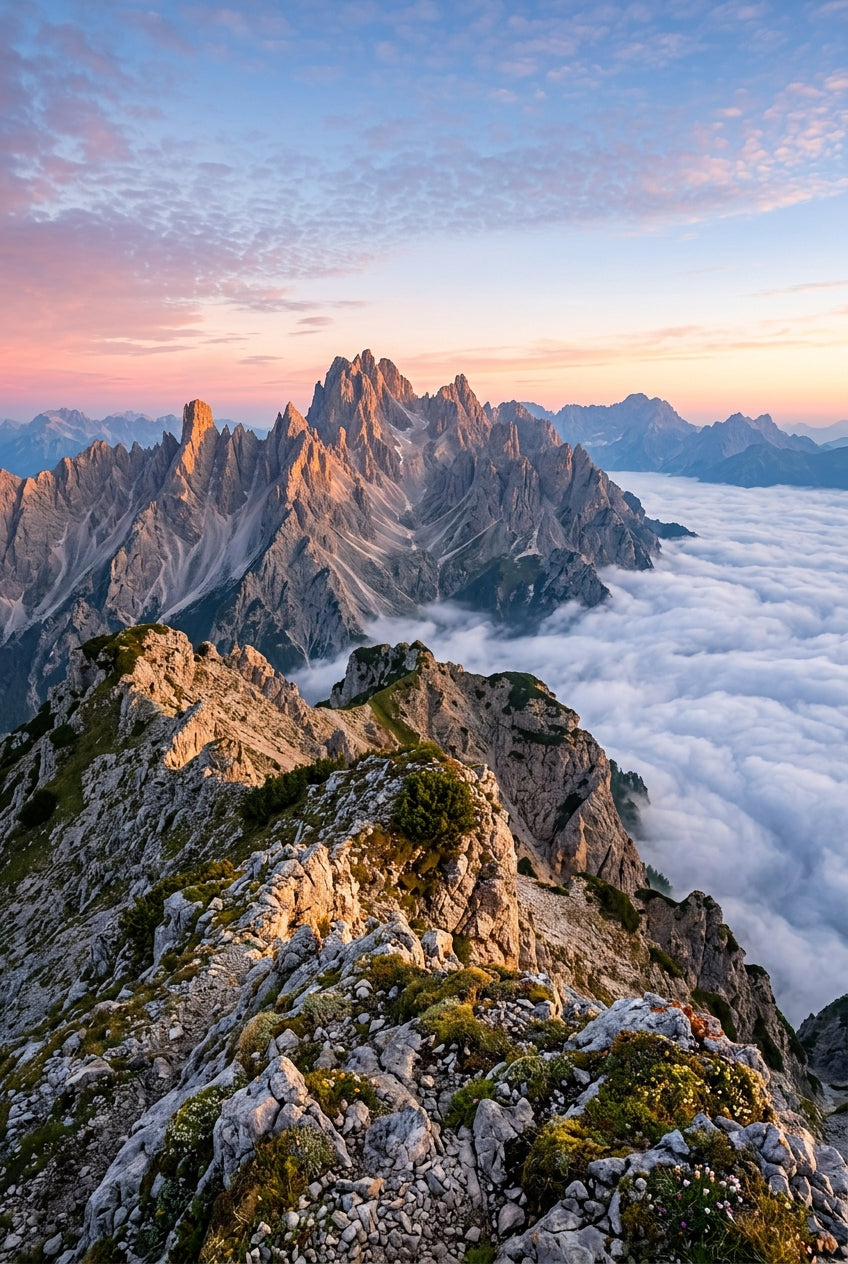 Poster des Dolomites, affiche pics montagne