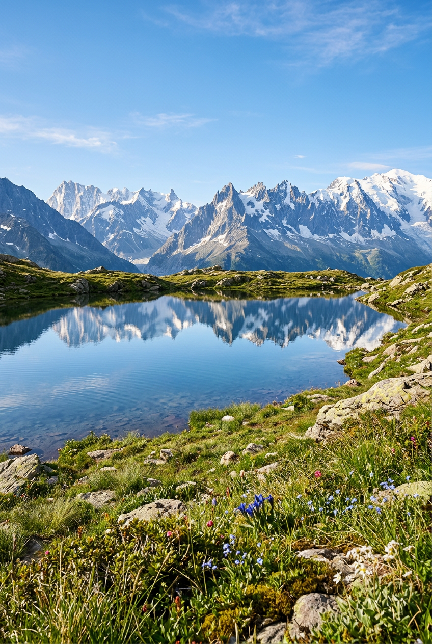 Affiche du Lac Blanc, poster massif du Mont-Blanc