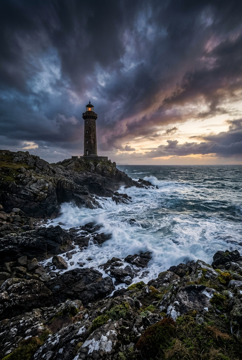 Affiche du Phare du Petit Minou, poster ciel d'orage