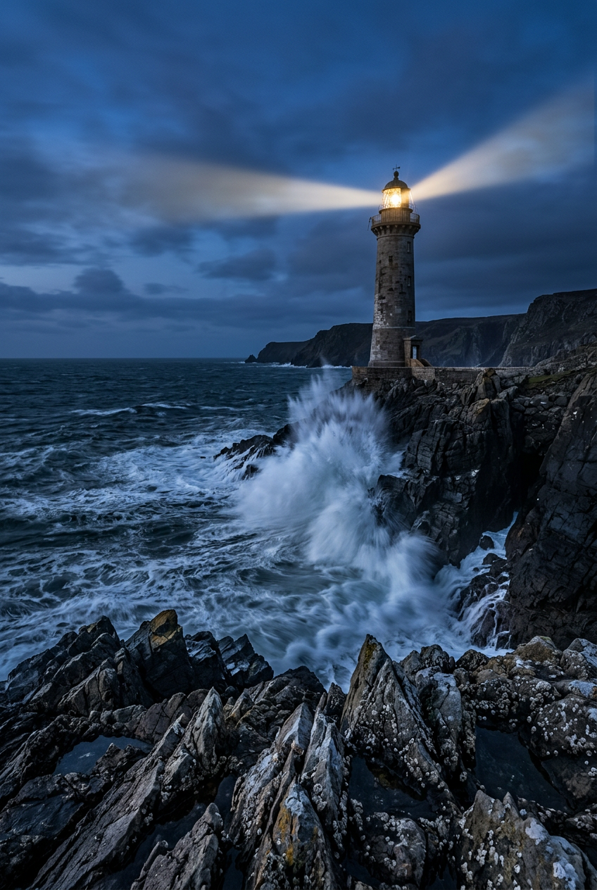 Poster de Phare en pleine tempête, affiche vagues