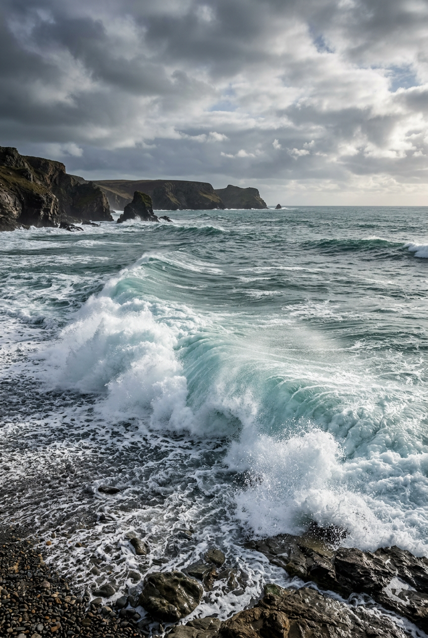 Affiche de bord de mer, poster vagues et falaises
