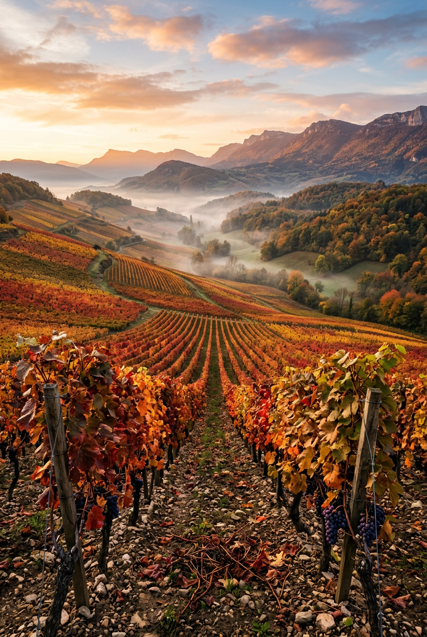 Affiche de vignes, poster paysage d'automne