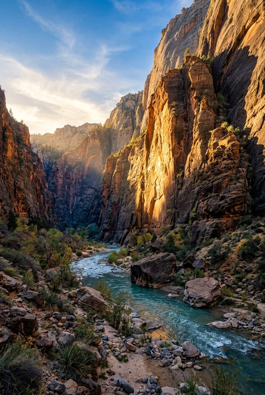 Affiche de Zion, poster canyon et rivière