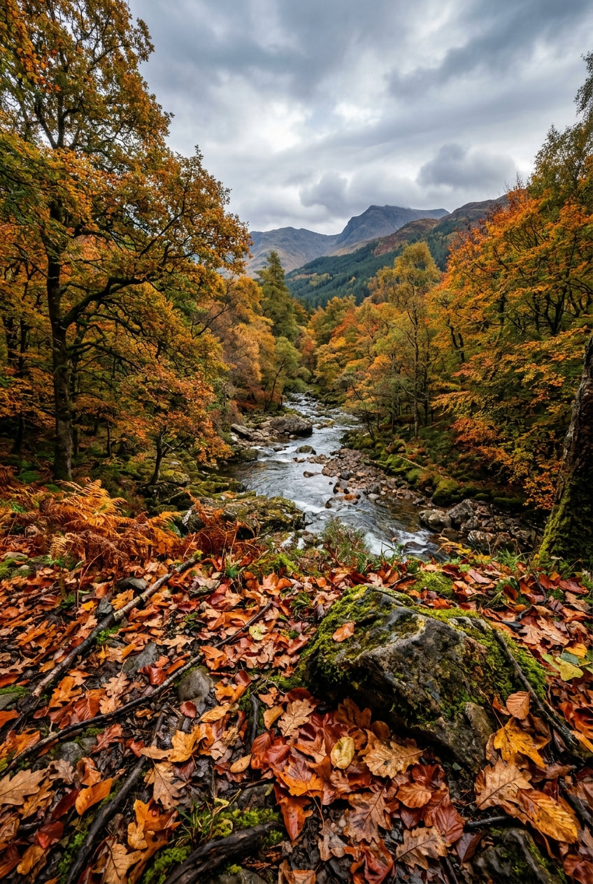 Affiche de forêt d'automne, poster rivière