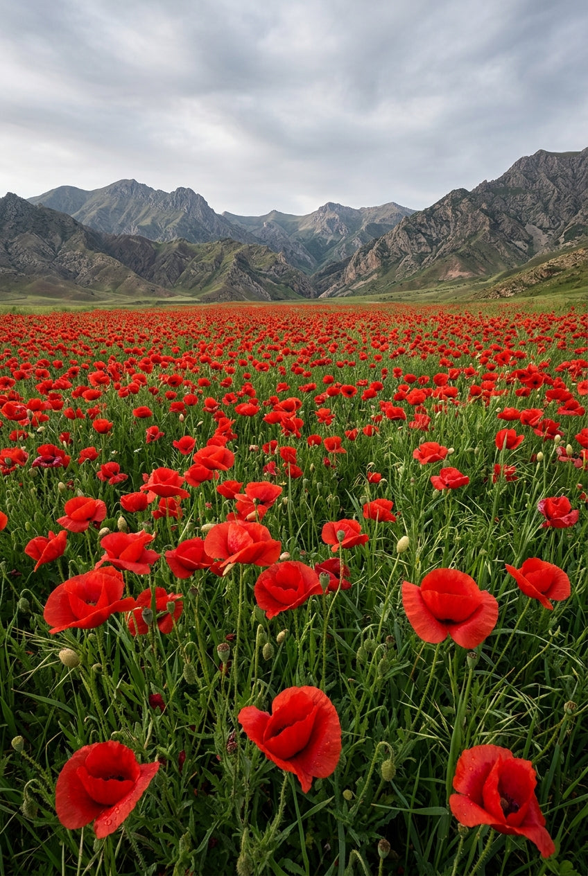 Affiche de coquelicots, poster champ de fleurs