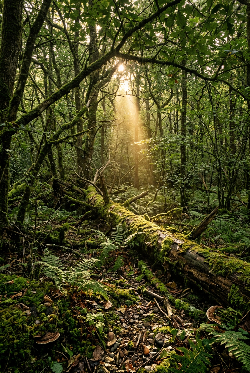 Affiche de forêt, poster rayons de soleil