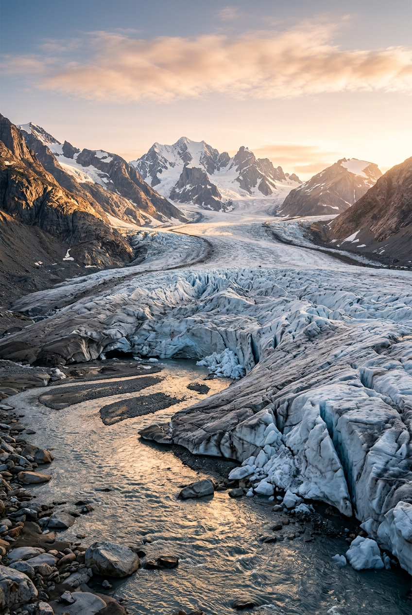 Poster de glacier, paysage de montagne enneigée