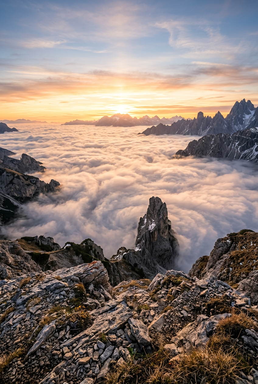 Affiche des Dolomites, poster mer de nuages