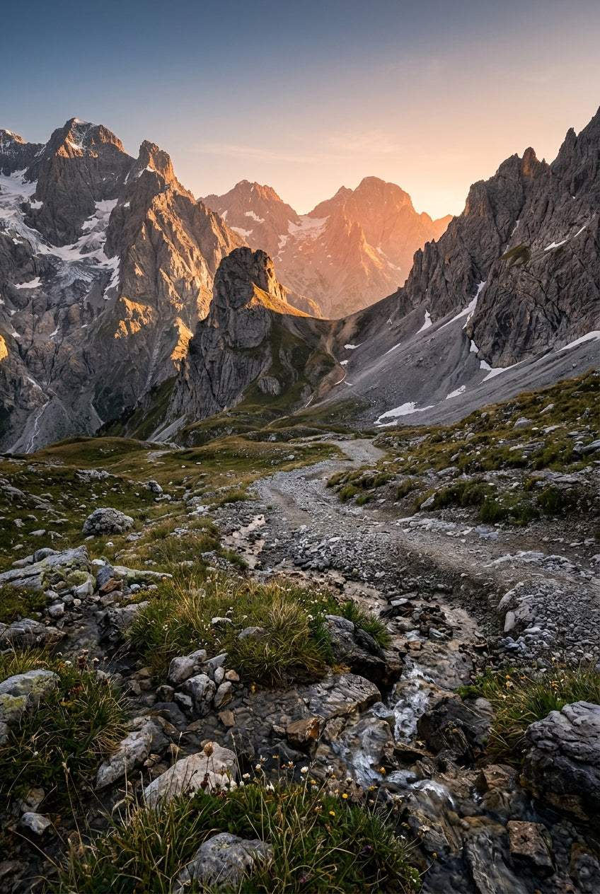 Affiche de montagne, poster sommets alpins