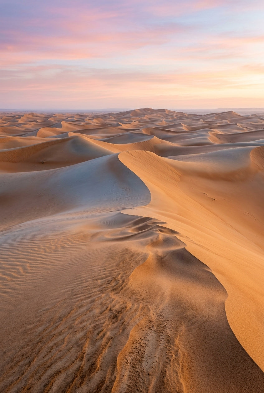 Poster du désert, dunes de sable au coucher du soleil