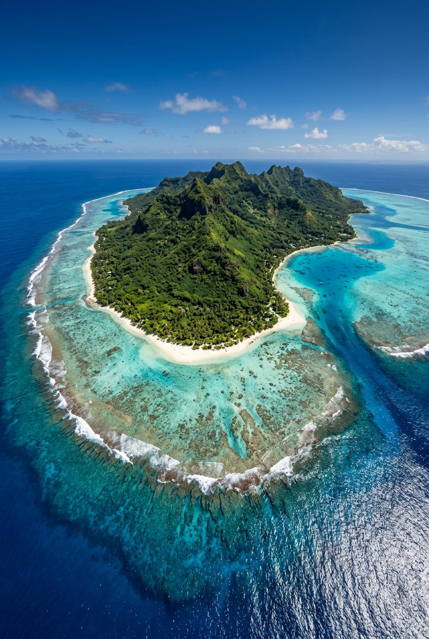 Poster d'une île tropicale, lagon turquoise