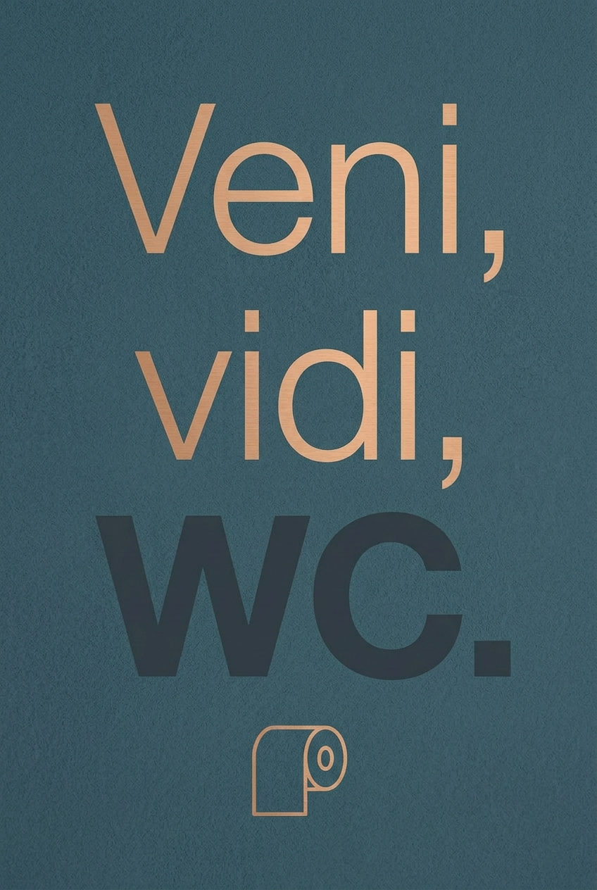 Affiche Veni Vidi WC, poster terracotta humour