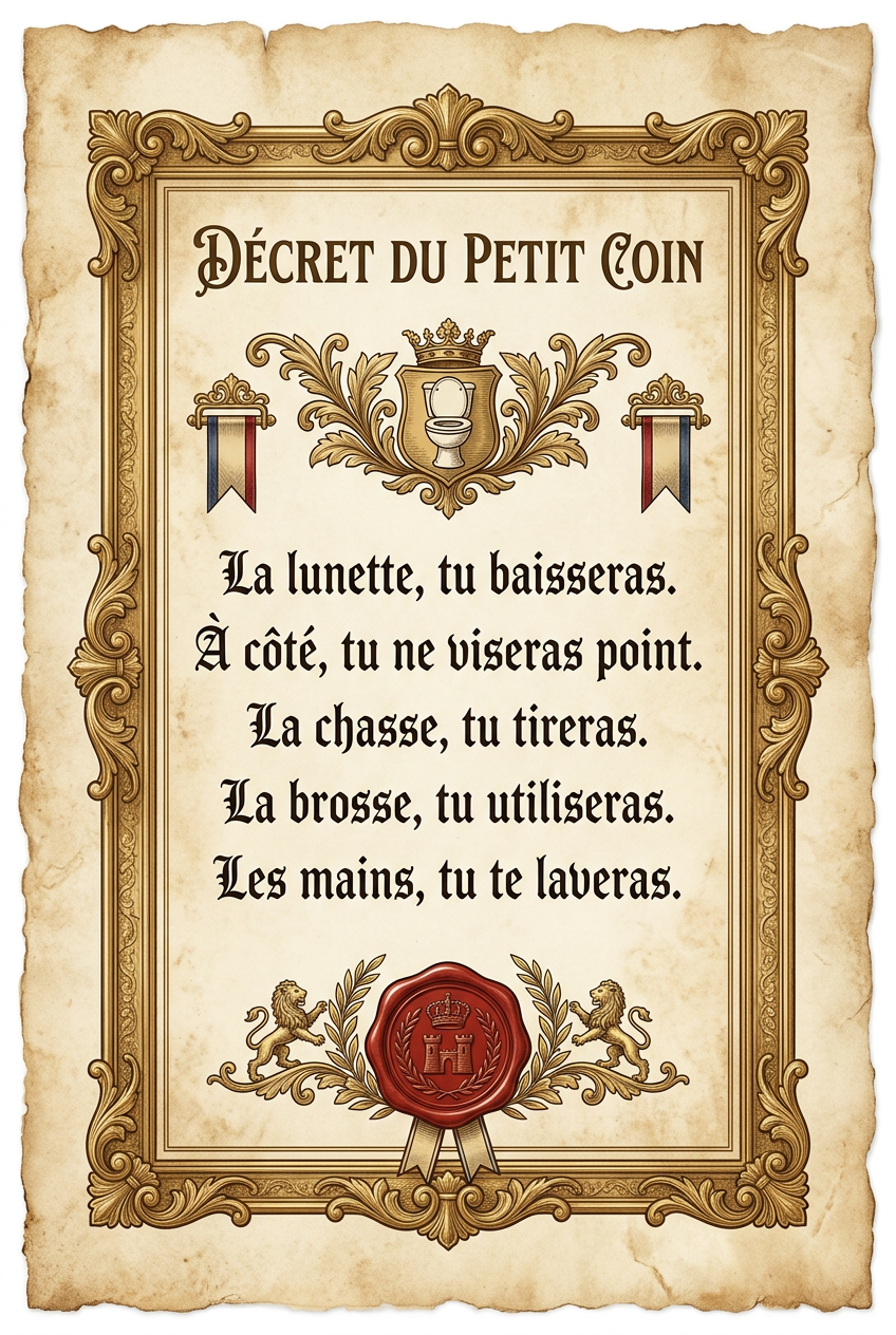 Affiche Décret du Petit Coin, poster de toilettes